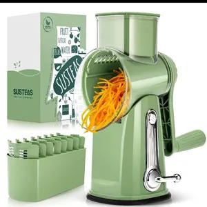 Susteas Rotary Cheese Grater with Handle - Green Design, Efficient Cheese Grating, Durable Handle, Ideal for Kitchen Use