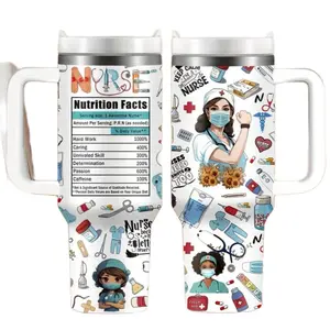 Nurse 40oz Stainless Steel Tumbler with Medical-Themed Design - Durable, Leak-Proof, Portable, Perfect for Coffee, Travel, Sports & Outdoor Activities Flask Drinkware Insulated Mug Lightweight Insulated