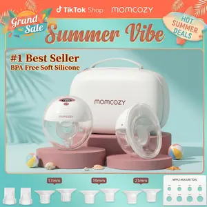 【Summer Vibes】Momcozy  Breast Pump Hands Free M5, Wearable Breast Pump of Baby Mouth Double-Sealed Flange with 3 Modes & 9 Levels, Electric Breast Pump Portable - 24mm,A