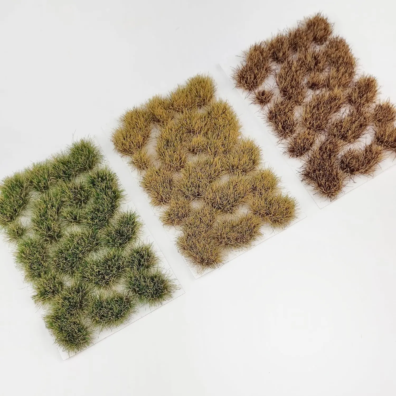 GDEPLOK 54pcs Synthetic Static Grass Tufts Decorative Box Set - 8mm 3-Color Irregular-Shaped Blends, Natural Look for Model Railroad Scenery, Diorama DIY Landscape Embellishments (Autumn Green, Autumn Yellow, Winter Withered, Figure, Model Sheet)