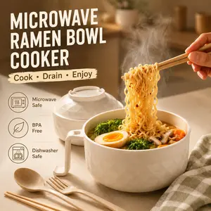 Microwave Ramen Bowl,Ramen Bowl Set,Ramen Bowl With Chopsticks and Spoon, College Dorm Room Essentials for Girls for Boys, Apartment Essentials, BPA-Free