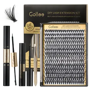 Lash Cluster Kit, Volume Lash Cluster 30D Individual Lashes Extension Kit 280pcs Thin Band with Glue (D Curl mixed 8-16MM)  Wispy Eyelash Clusters Makeup Salon Matte Cosmetic natural