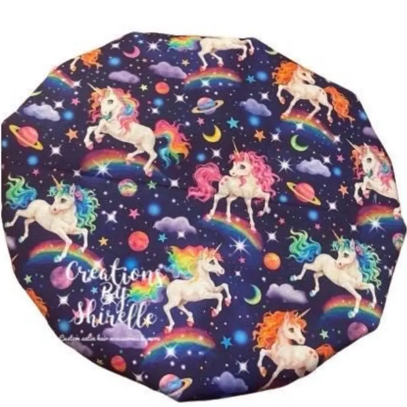 Unicorn Print Satin Bonnet Protects Hair from Damage Frizz and Breakage Gentle on Curly & Straight Hair Moisturizing and Heat Protection