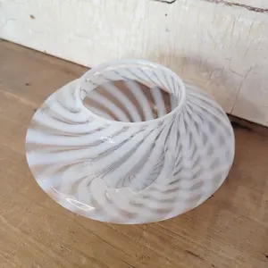 Fenton White Opalescent Swirl Vintage Oil Lamp Base Part