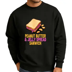 Breathable Everyday Sweatshirt with Playful Peanut Butter & Jelly Sandwich Design