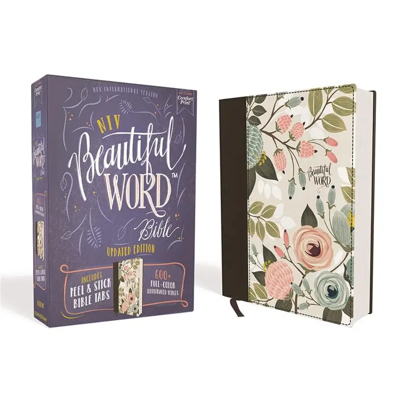 NIV, Beautiful Word Bible, Updated Edition, Journal Edition for Women, 600+ Full-Color Illustrated Verses, Peel/Stick Bible Tabs, Floral Cloth over Bo