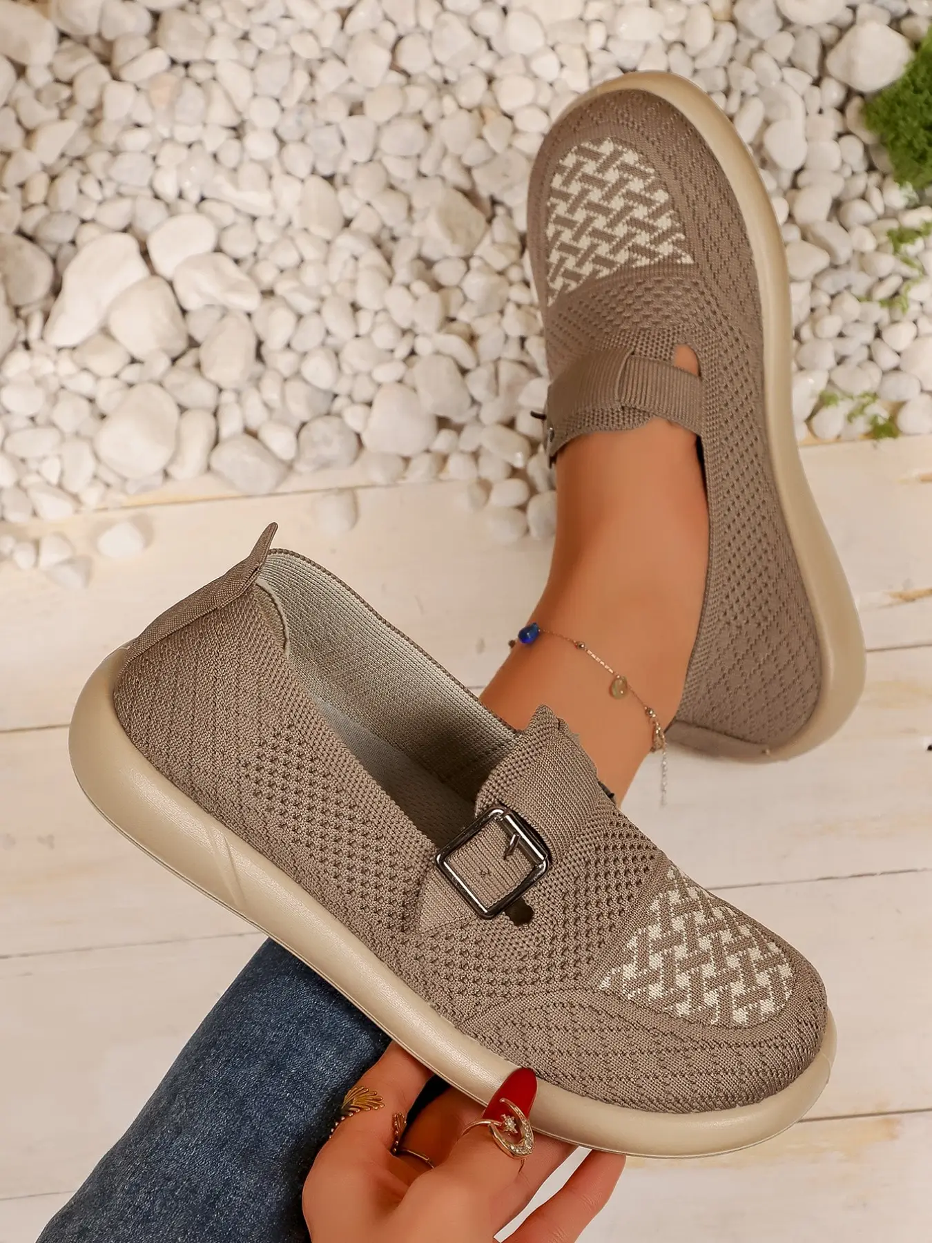 Women's Summer Breathable Mesh Sneakers, Lightweight Comfort Casual Shoes, Fashion Versatile Sporty Footwear for Daily Outdoors, Slip On Shoes, Slip Ins Shoes, Slip On Trainers, Walking Shoes, Rubber Slip Ons