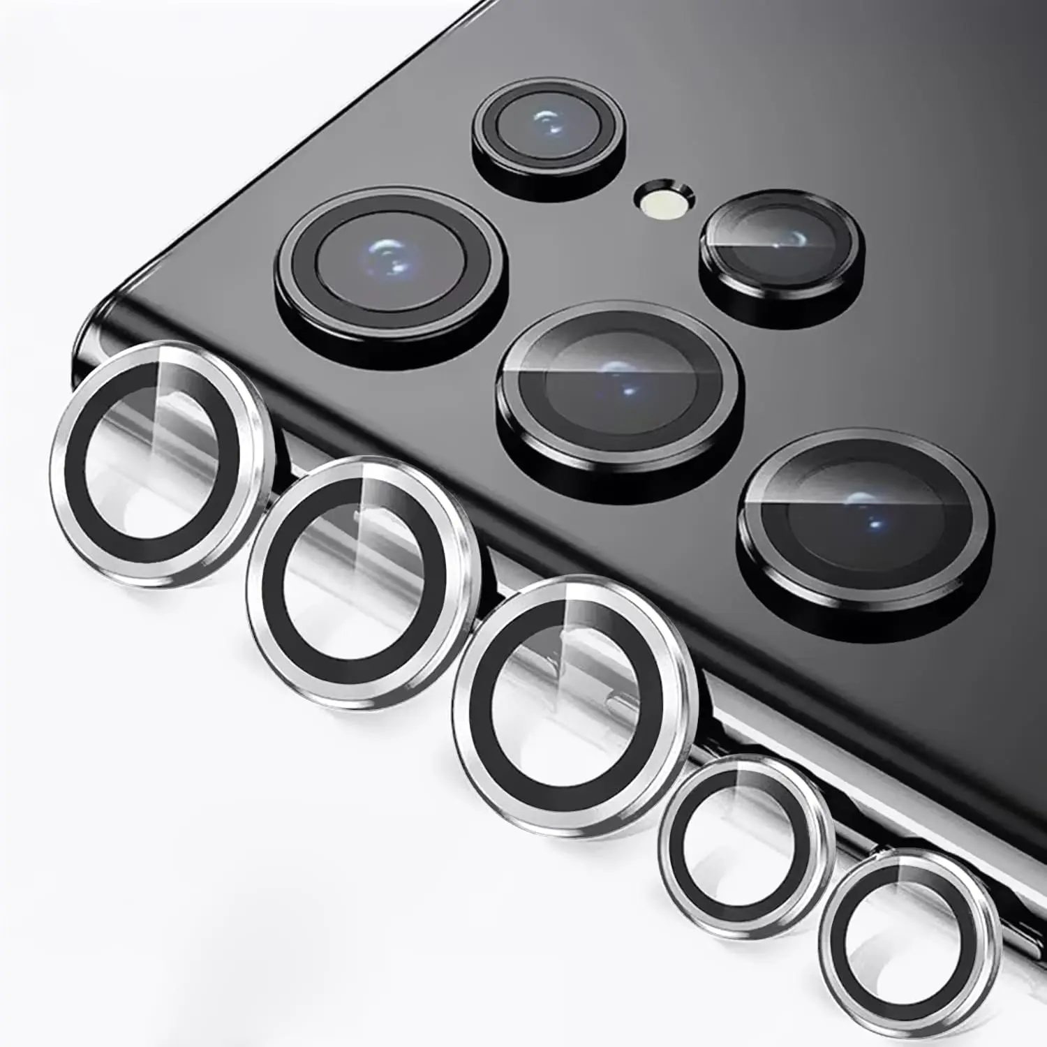 Camera Lens Protector for  Galaxy S24 Ultra 2024, 9H Tempered Glass Camera Screen Cover,  Metal Individual Ring