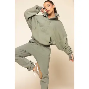 Ooey Gooey Half Zip Sweater - Light Sage