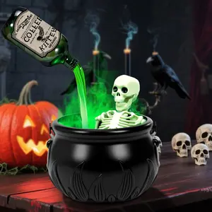 Halloween Decorations Indoor - Decor with Magic Floating Potion Bottles and Mist Maker- Black Plastic Witches Bowl Halloween Decor for Home Kitchen Room Table Mantel