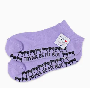 Tryna Be Fit But Kinda Likes Wine - Grip Pilates Socks