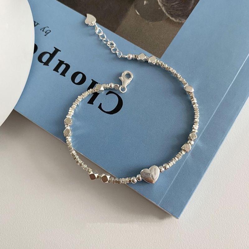 Women's Elegant Broken Silver Charm Bangle with Love Square Tag - Light Luxury Costume Jewelry, Love Theme Birthday Gift Ideas for Female, Jewelry Stack Accessory