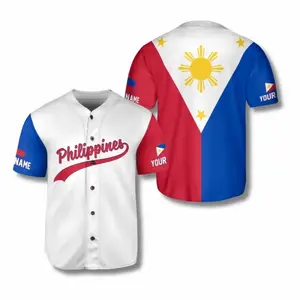 Personalized Philippines Baseball Jersey Shirt, Custom Name Sleeve, Filipino Flag Sun Stars Back
