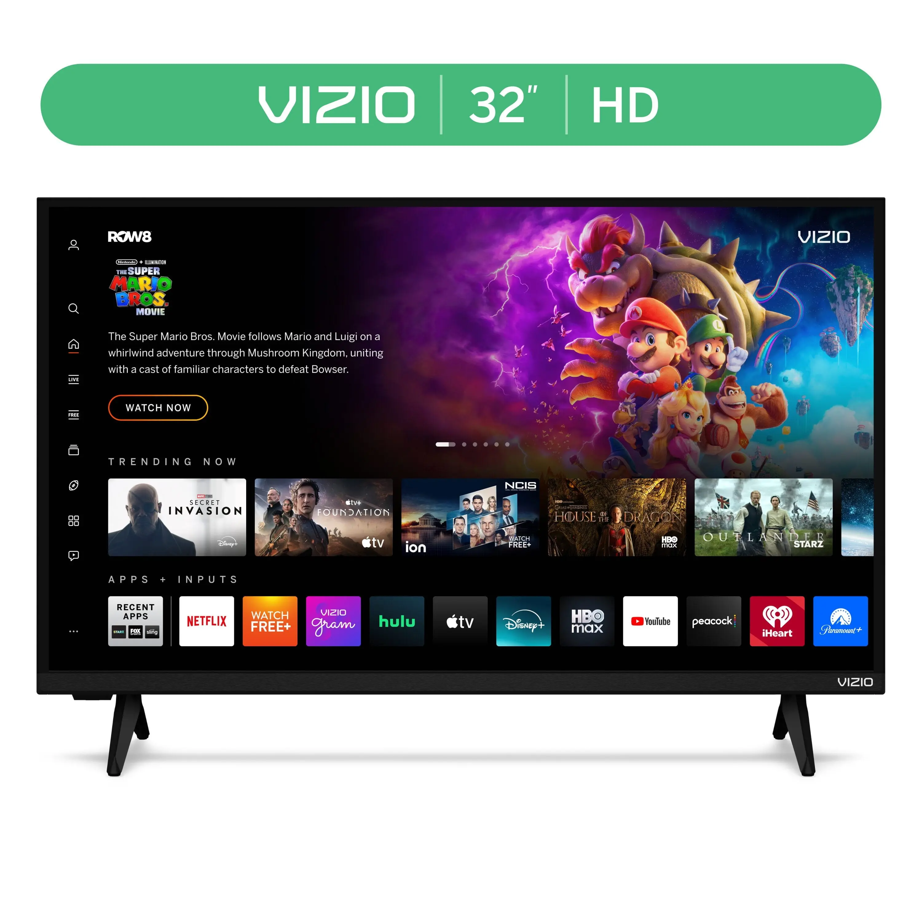 Vizio 32-Inch Class HD 720p LCD-LED Smart Flat Screen TV - Crystal-Clear Picture, Wi-Fi/Bluetooth, Voice Control, Smart TV Compatible, Wireless Connectivity, Mobile Screen Mirroring, Streaming Apps, Home Entertainment Large Appliance