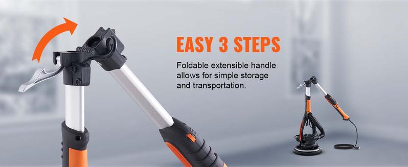 VEVOR Electric Drywall Sander 900W, TikTokShopBlackFriday, Self-Suction & Variable Speed 800-1800 RPM, Foldable Handle & Self-Suction, with LED Strip Light and Vacuum Bag Power Tool  VEVOR Super Brand Day