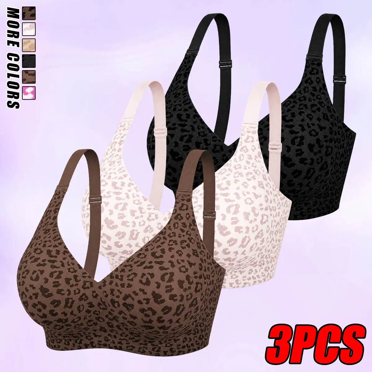 JOGWAVE Women's Animal Print 3-Piece Lingerie Set - Nylon Elastane, Comfortable, Stylish, Suitable for Sports & Everyday Wear (Includes Bra)