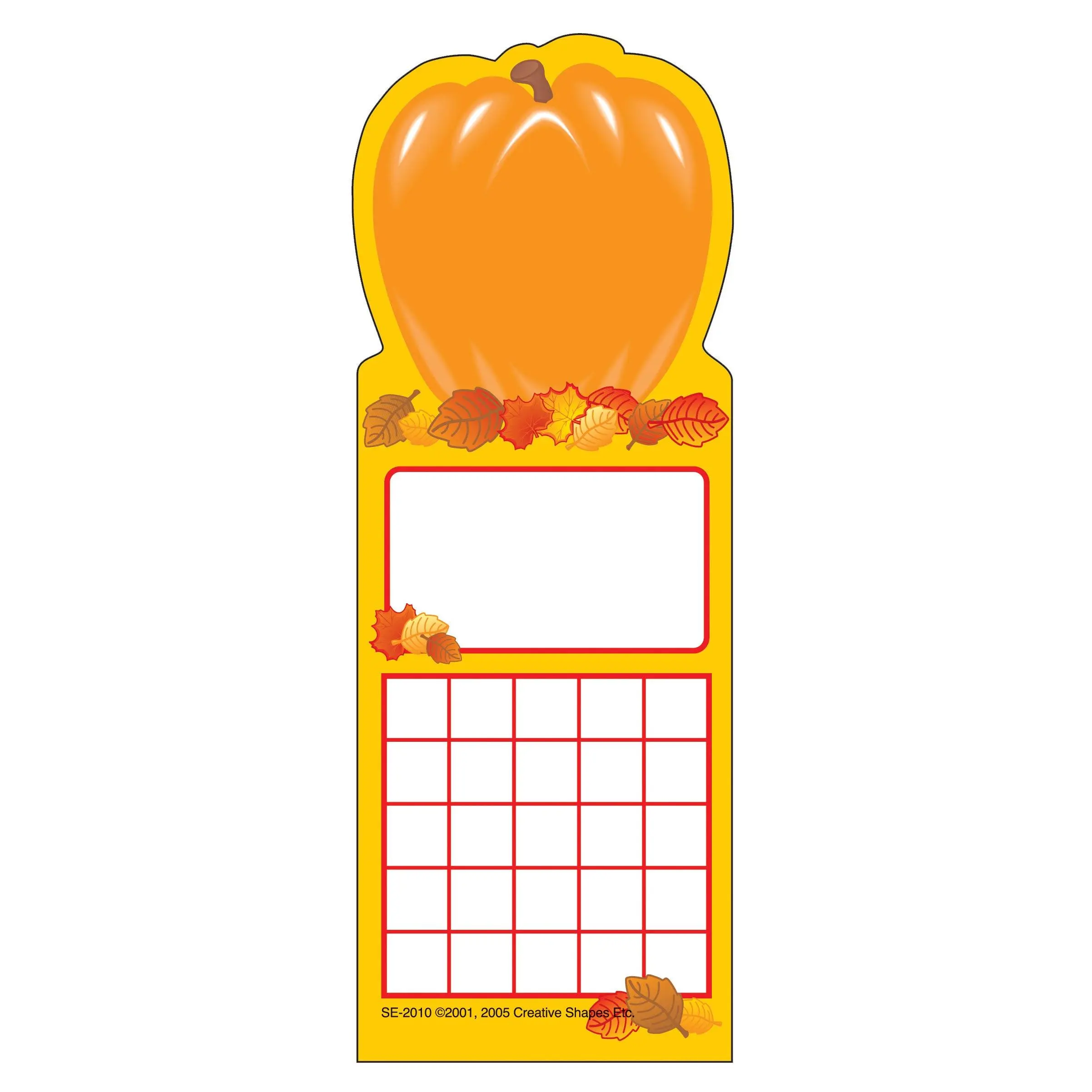 Creative Shapes Inc. Pumpkin Personal Incentive Chart 24 Bookmarks 2 3/4" x 7 1/2" for Classroom Activities & Attendance Goal Tracking Positive Reinforcement Behavior Incentives and Rewards