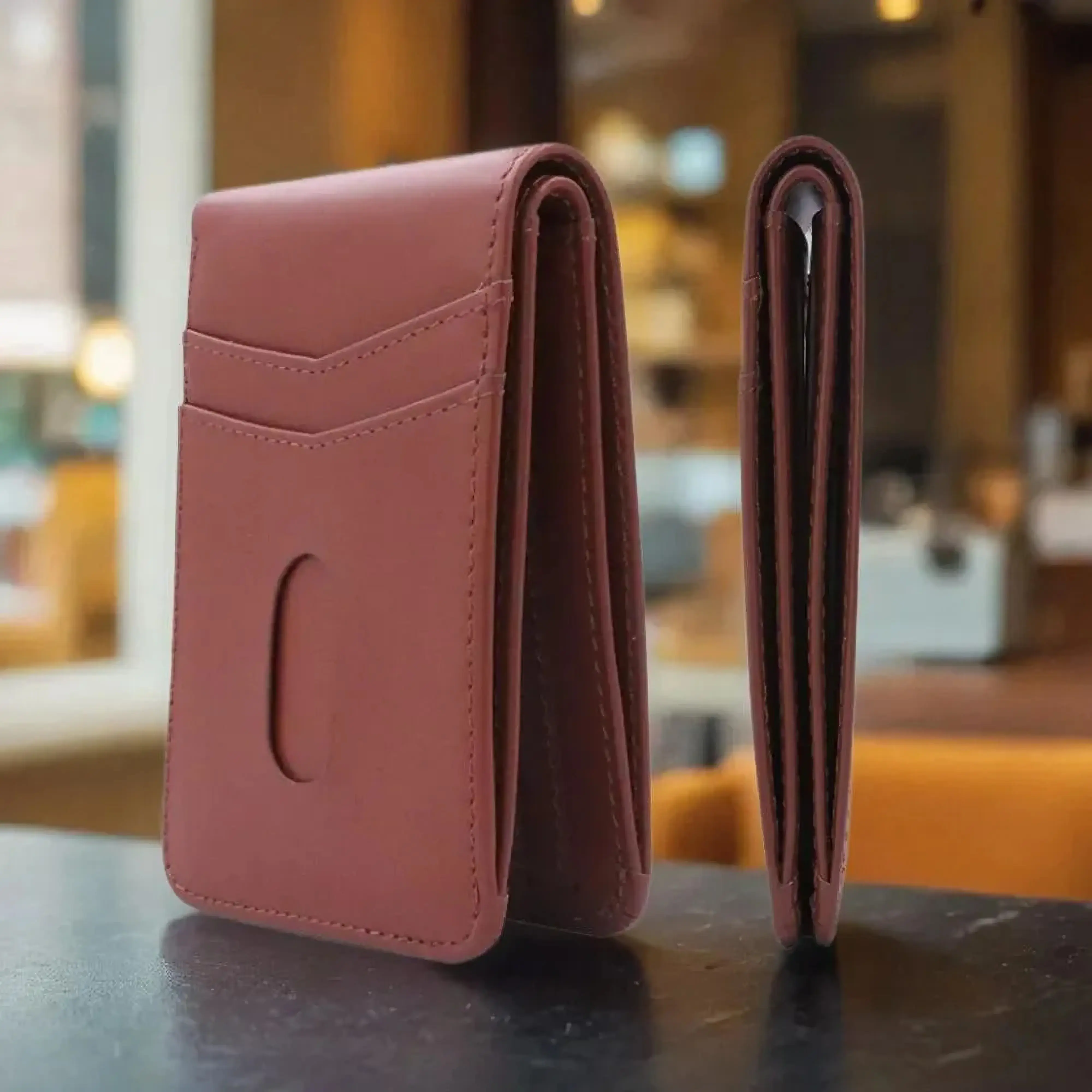 Men's Leather Front Pocket Wallet with RFID SECURE Technology with Hidden Pocket