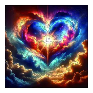 Heart Wooden Puzzle, Unique Shaped Pieces Wooden Jigsaw Puzzles for Adults, Ghristmas Gift Family Game Home Decor