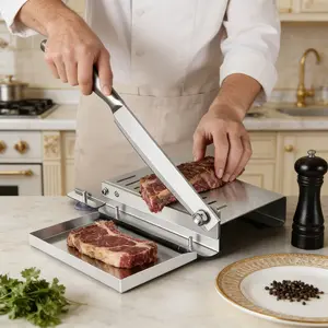 Stainless Steel Manual Slicer, Household & Commercial Meat Cutter, Effortless Frozen Beef Roll Slicing Machine, Kitchen Tool for Cutting Vegetables, Carrot, Corn and More, All-in-one Meat & Vegetable Slicer for Home and Restaurant Use