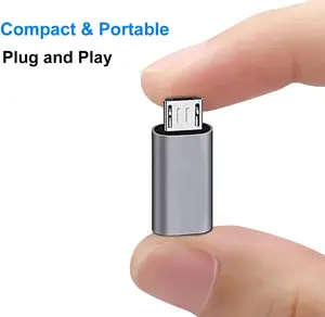 Compact & Portable 4 Pack Type C Female to Micro USB Male Port Converter Charge Data Sync Adapter Black Plug and Play