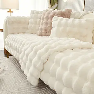 Solid color sofa cover 1pc plush sofa cushion, comfortable fabric, delicate plush, pet friendly, suitable for living room, bedroom, office, good item sofa cover