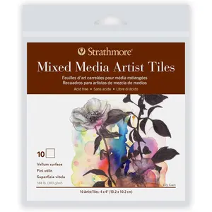 400 Series Artist Tiles Mixed Media Paper Pack, Heavyweight (184lb/300g), 10 Sheet, 4x4 inch, 1 Count