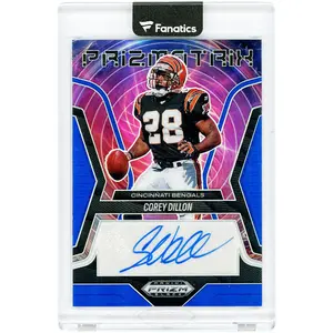Corey Dillon Cincinnati Bengals Autographed 2025 Panini Prizm Black Blue Prizm Prizmatrix Signatures #PS-CDN #1/49 Card - Fanatics Authentic Certified