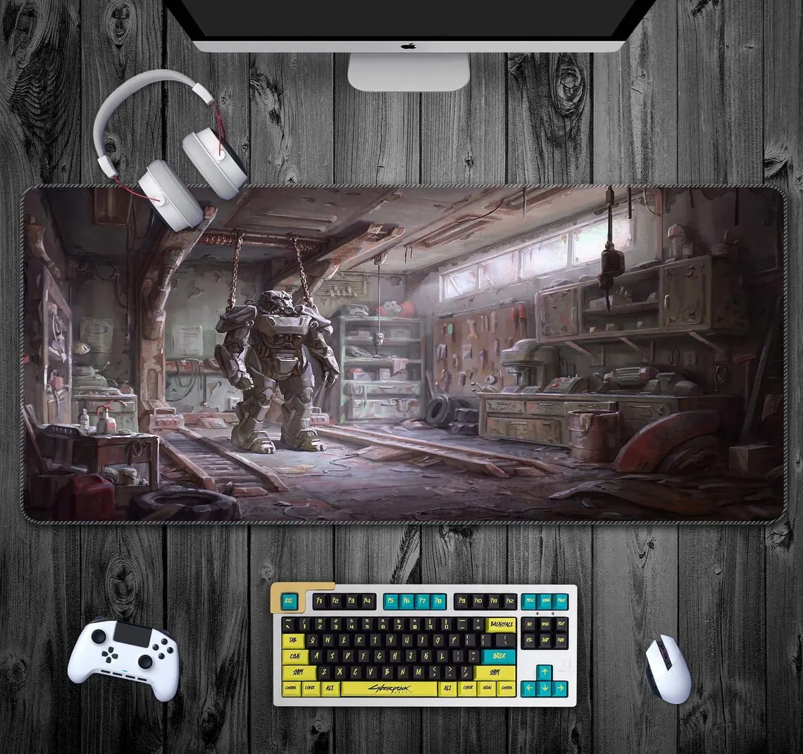 Fallout Gaming Mouse Pad XXL, Post-apocalyptic Gamer Desk Pad Large, Retrofuturism Gaming Desk Mat Oversize, Gamer Gift, Boyfriend Gift