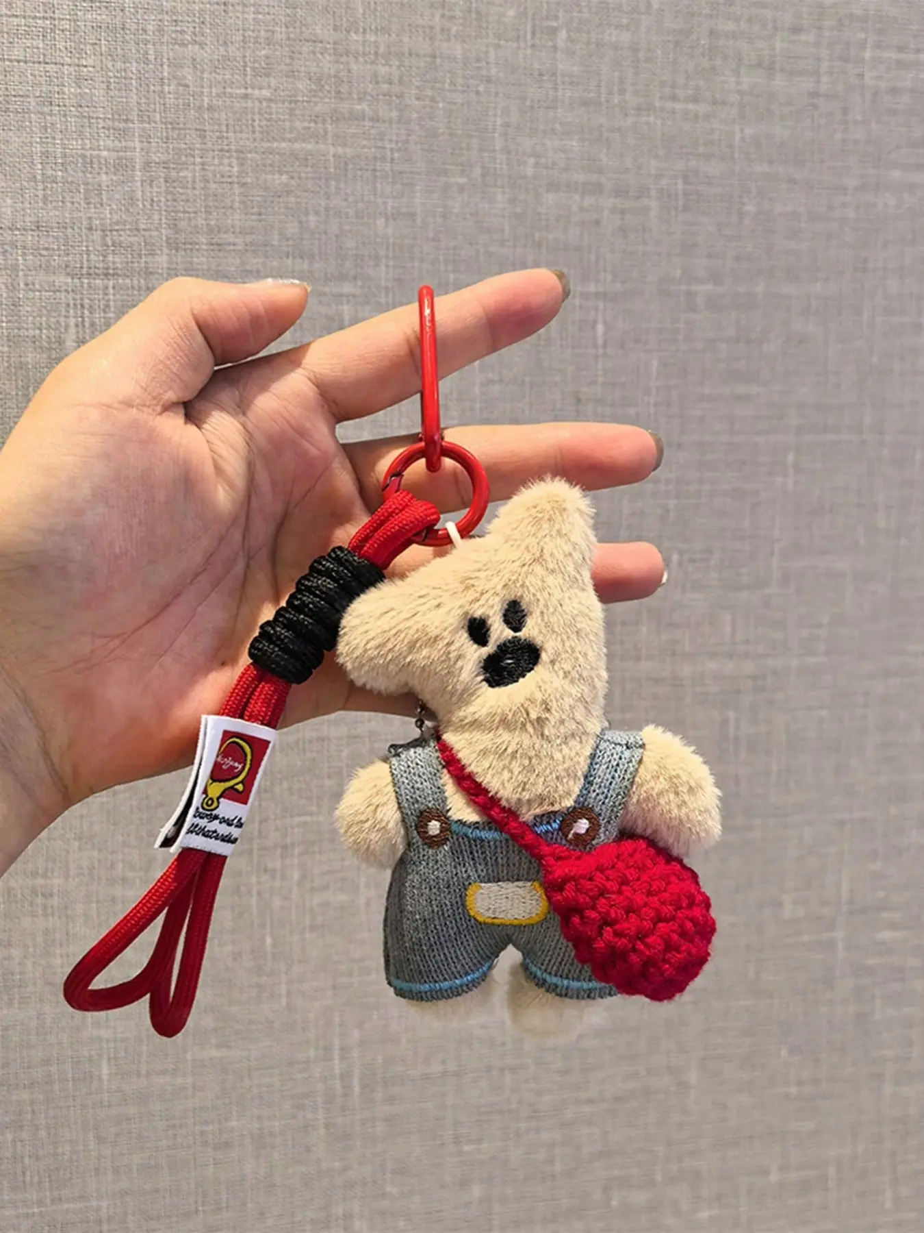 Cartoon Bear Bag Charm Soft And Cute Accessories For Wearing Overalls Two Colors, Cute Keychain Accessory, Korean Soft Cute Girl Style For Bag Key Car Friends Couple Accessories Teddy Bear Keychain