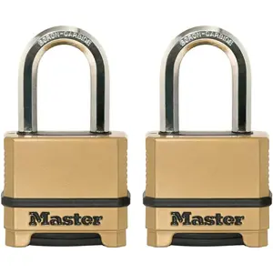 Gold Outdoor Combination Lock, Heavy Duty Weather Resistant Padlock, Resettable Combination Lock for Outdoor Use 1.2 x 2 x 3.87 inches, 2 Pack, M175LFEC2