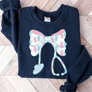 Mother Baby Nurse Sweatshirt T-Shirt, L&D Nurse Stethoscope Bow Shirt, Postpartum Nurse Sweater, Mother's Day Gift, Maternity Nurses Grad Gift, Nurse Appreciation Gift