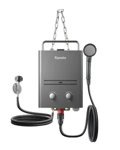 Ranein Tankless Water Heater Outdoor, 1.58 GPM Portable Propane Camping Water Heater, 6L, RO4KY, Grey