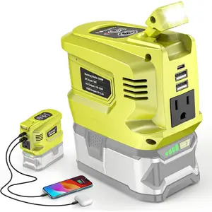 200W Portable Power Inverter Compatible with Ryobi 18V,Outdoor Generato Battery Converter with 2 USB&LED&AC Battery Powered Outlet,Convert DC 18V/20V to AC 110V-120V Portable Power Station#dewalttools #replacementbatteries #