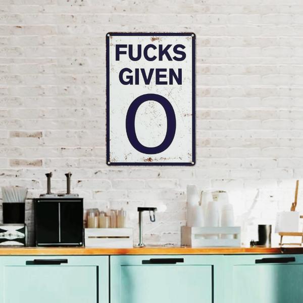 Funny Garage 0 Fucks Given 12 x 8 Inches Vintage Metal Tin Signs Parody Speed Limit Accessories Funny Office