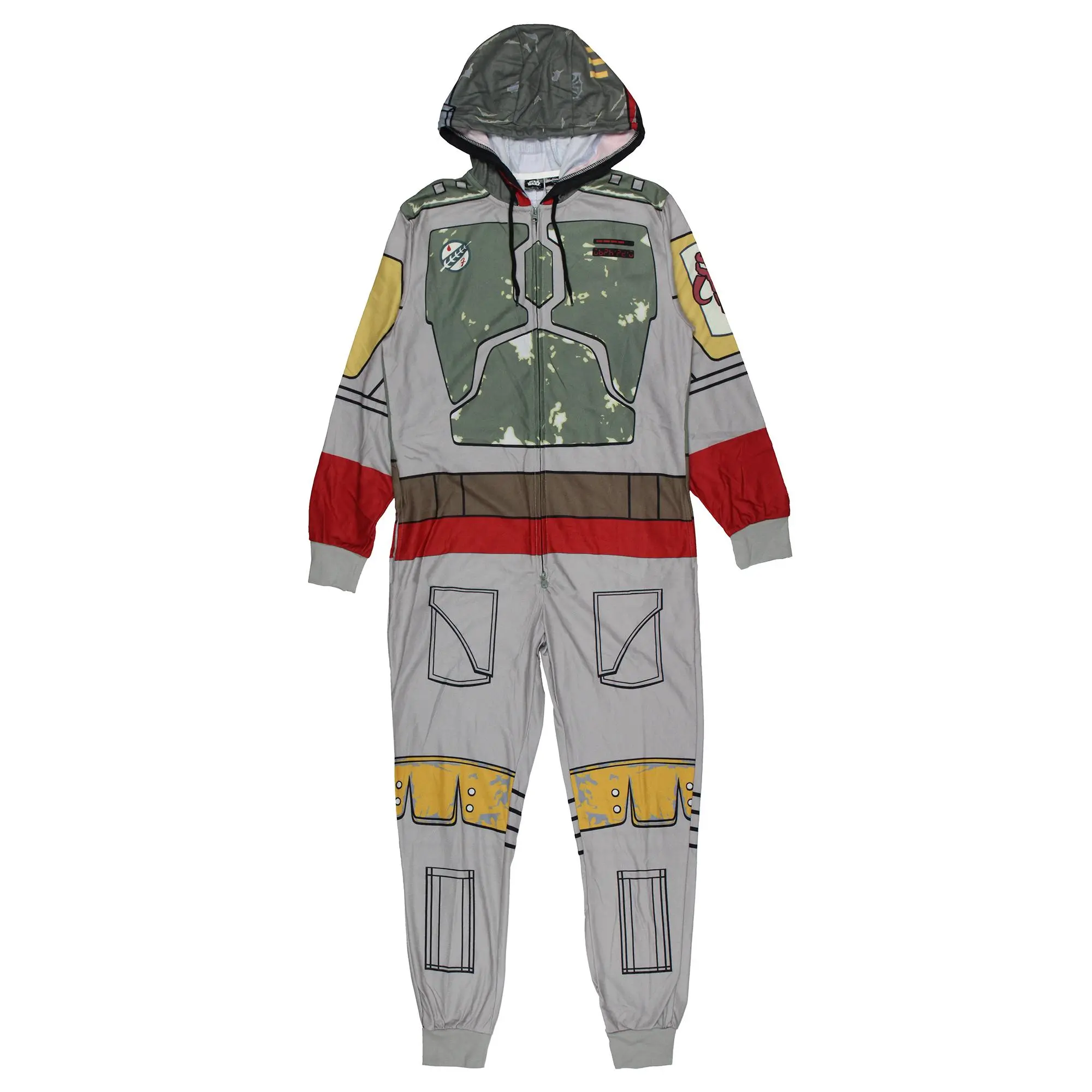 Star Wars Men's Boba Fett Hooded Costume Union Suit One-Piece Loungewear Pajama For Men And Women