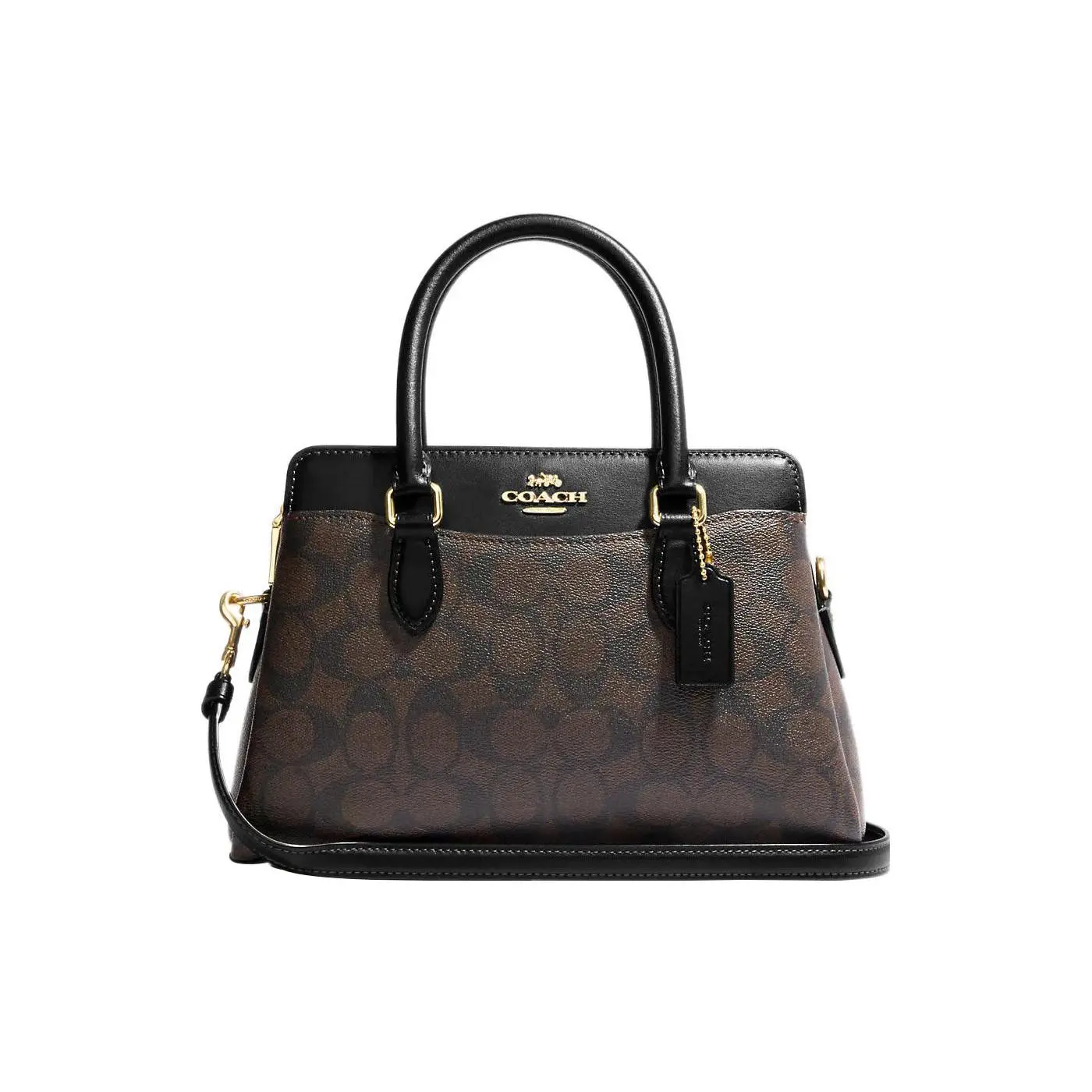 COACH Darcie 26 Mini Crossbody Bag for Women – Monogram Print Coated Canvas and Smooth Leather with Zip Closure – Black