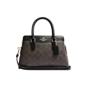 COACH Darcie 26 Mini Crossbody Bag for Women – Monogram Print Coated Canvas and Smooth Leather with Zip Closure – Black