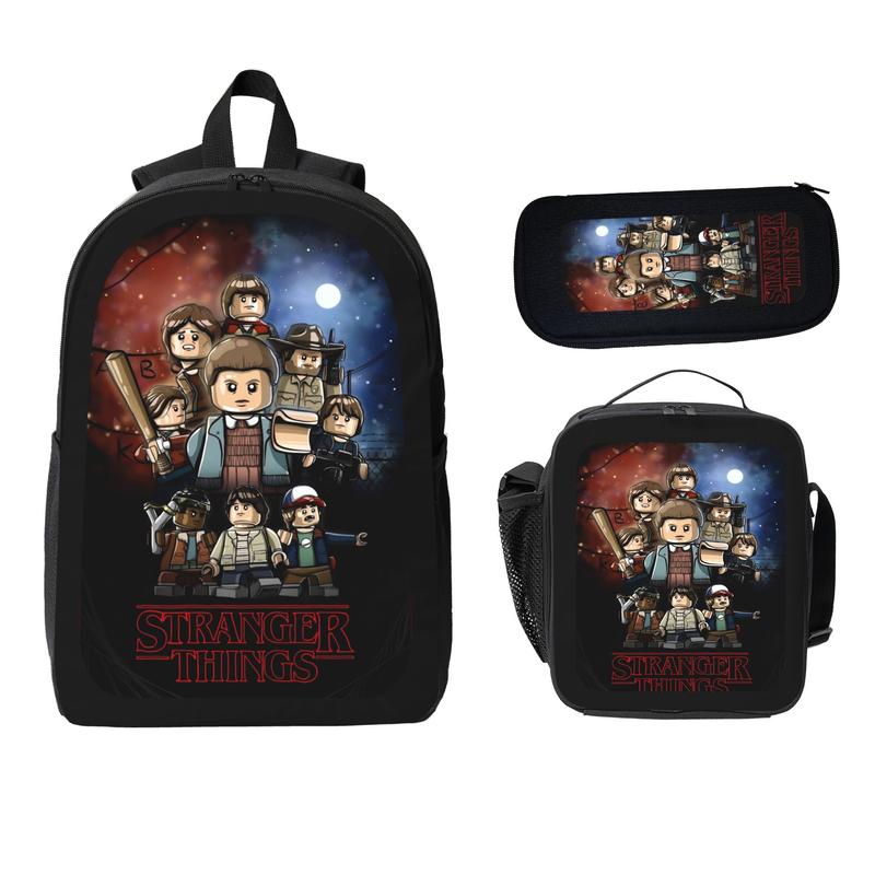 Stranger Things Building Block Style Three-Piece Backpack Set Black ...