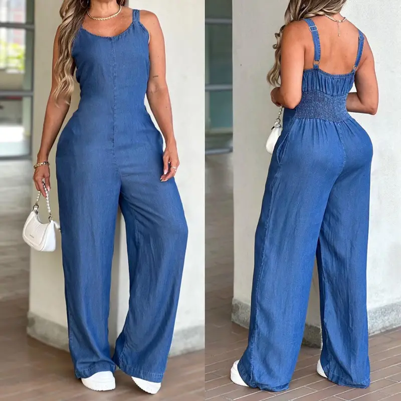 all in one denim jumpsuit - TikTok Shop