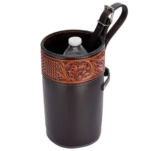 Schneiders Tooled Leather Water Bottle and Snack Holder Saddle Bag