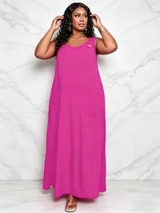 Women's Plus Size Flowy Dress, Casual Solid Color Loose Fit Dress, Comfy Summer Daily Wear，Mother's Day Gift