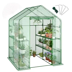 Tunnel Greenhouse, Hoop House Greenhouses for Outdoors, Galvanized Steel Frame Green PE Cover Warm House for Seed Starting, Herbs, Vegetables & Flowers