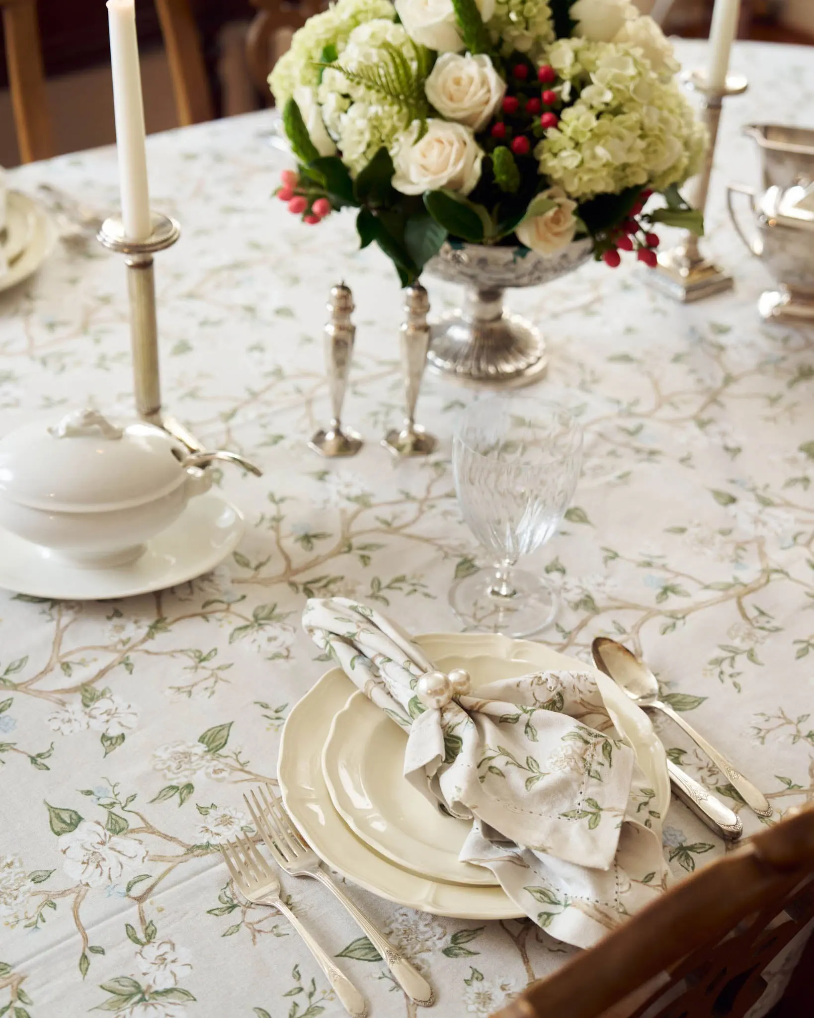 Camellia Floral Cotton Tablecloth
