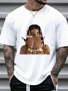 Oversized Cotton Graphic Tee, Loose Fit Streetwear Design, Casual Daily Wear Short Sleeve Top, Trendy Fashionable Clothing