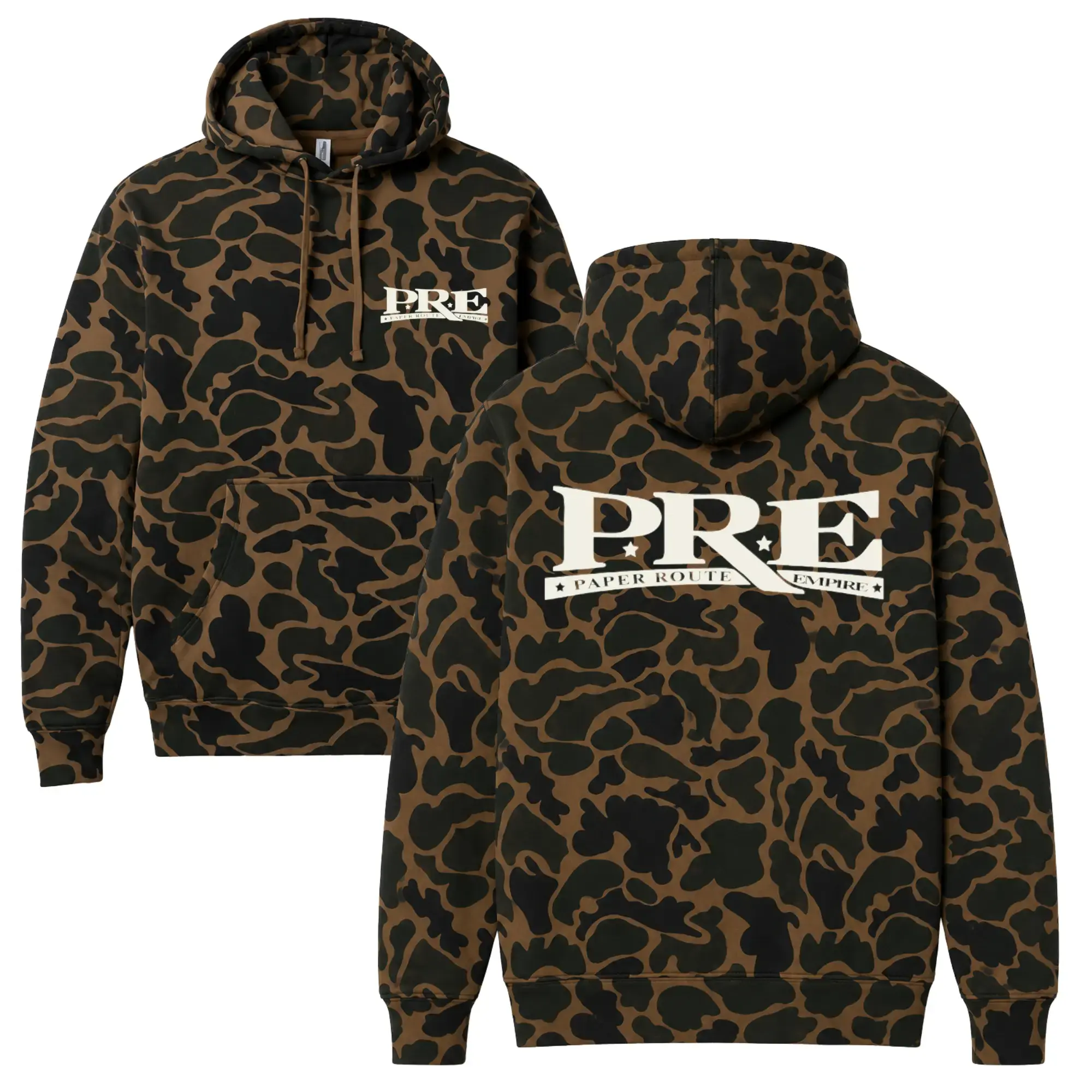 PRE Paper Route Empire - Camo Hoodie 3D Pullover For Unisex, Bottomland Camo Printed Hoodie 3D, Style 3D Hoodie Unisex
