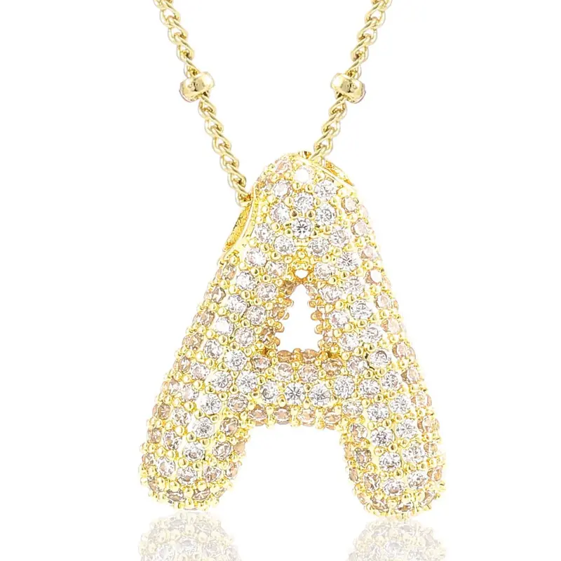 Letter Necklace, Alphabet Letter Necklace, Bubble Balloon Dainty Necklace for Women, Chunky Initial Charm Pendant Name Necklace Personalized, Personalized Initials, Statement Necklace, Dainty Initial Necklaces