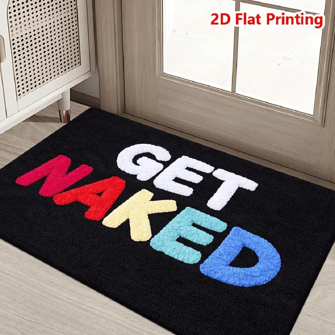 Letter Print Non-Slip Suitable For Bedroom, Kitchen, Bathroom - Thick Sponge & Flannel Mat With Colorful "", Machine Washable Soft Suitable For Decor, Entryway