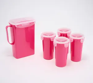 LocknLock 1/2-Gallon Colored Body Pitcher w/ (4) Lidded Cups