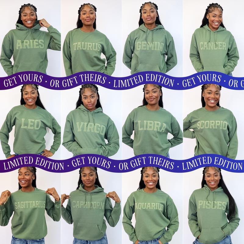 Hoodie:  Zodiac Puff Print Top Unisex Top, Pick Your Color!